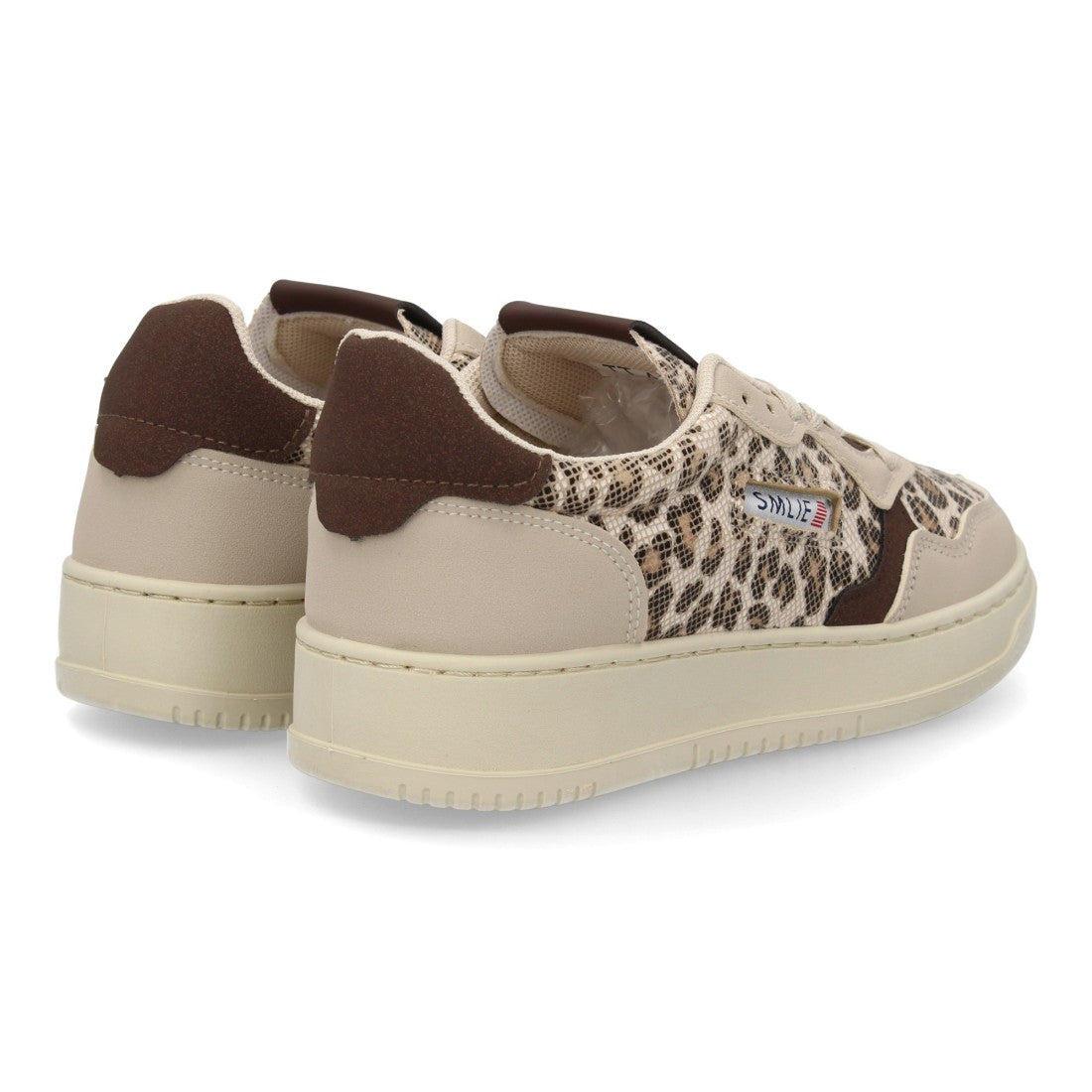Zapatillas Retro de Mujer con Paneles Superpuestos y Puntera Perforada -Leopardo