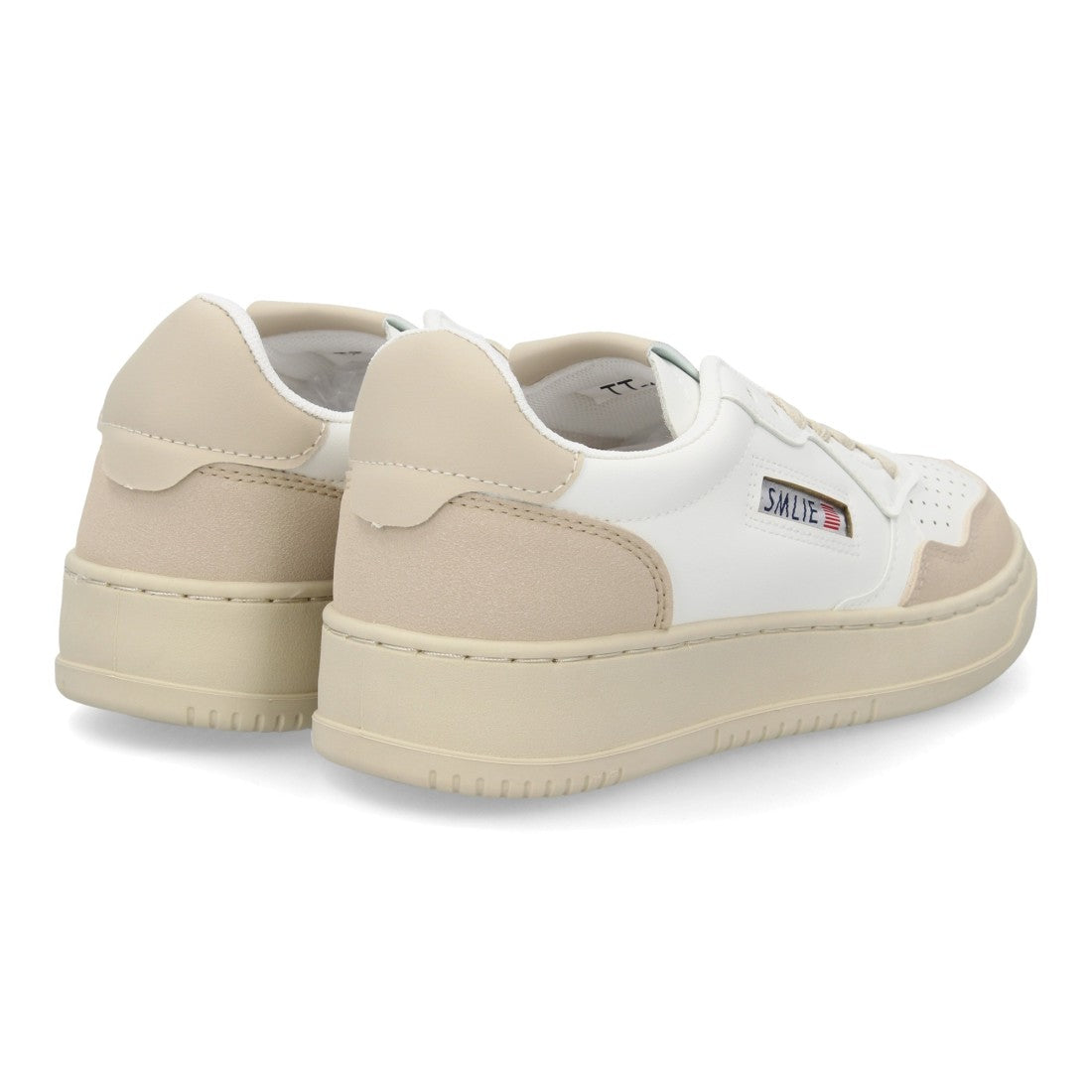 Zapatillas Retro de Mujer con Paneles Superpuestos y Puntera Perforada -Blanco