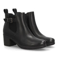 Botines Chelsea de Mujer con Tacón Ancho y Hebilla Lateral -Negro