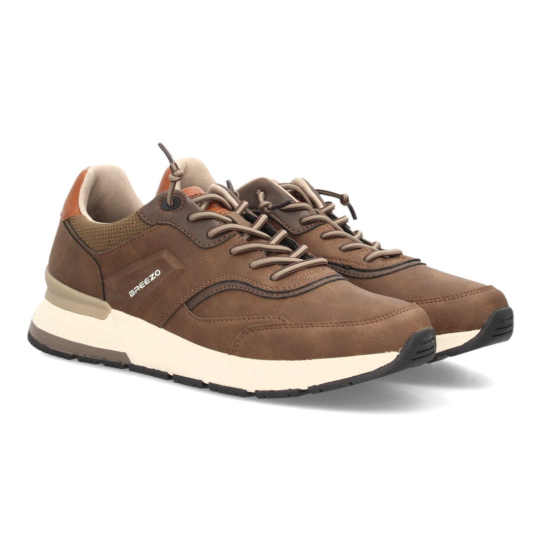 Zapatillas Casual de Hombre con Cordones Elásticos y Diseño Clásico -Marron