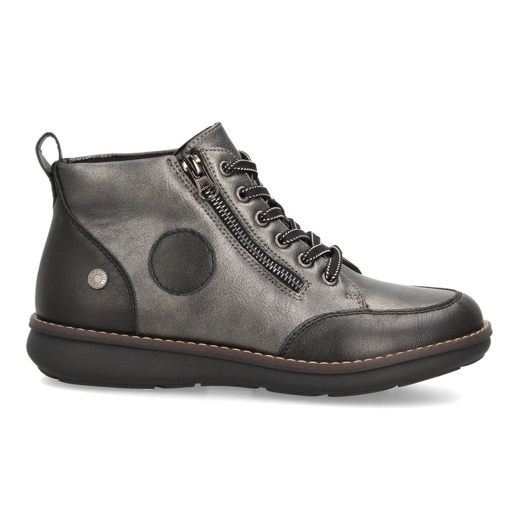 Botines Casual de Mujer con Cremallera y Combinación de Texturas -Negro