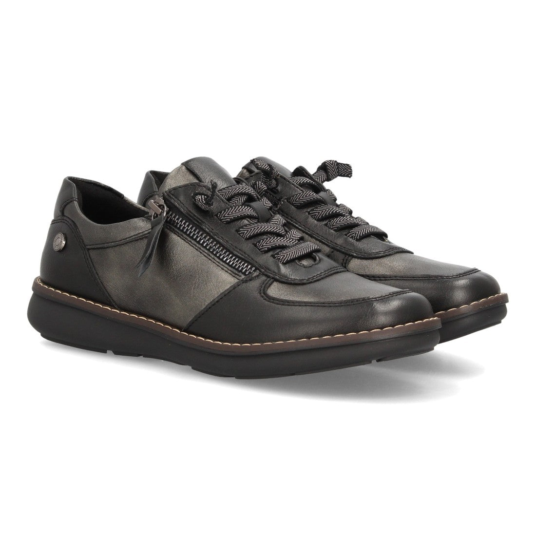Zapatos Casual de Mujer con Cremallera Lateral y Suela Flexible -Negro