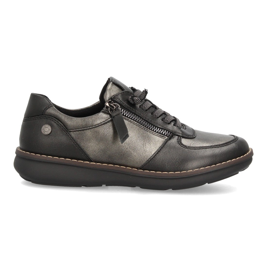 Zapatos Casual de Mujer con Cremallera Lateral y Suela Flexible -Negro