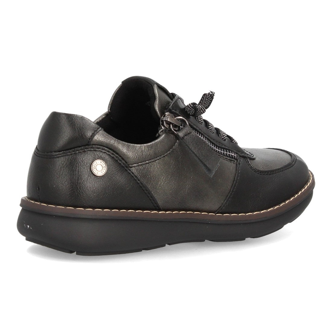 Zapatos Casual de Mujer con Cremallera Lateral y Suela Flexible -Negro