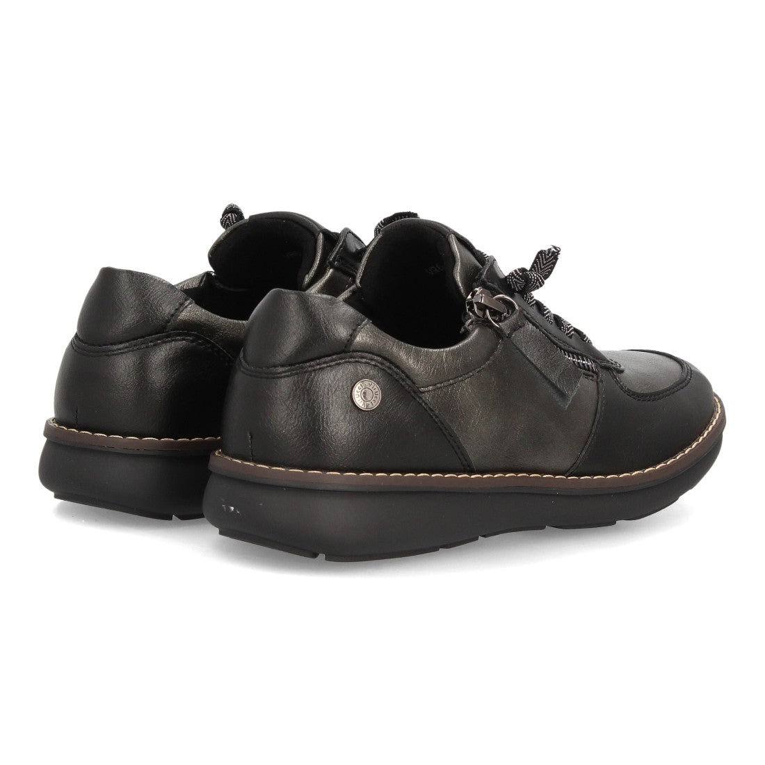 Zapatos Casual de Mujer con Cremallera Lateral y Suela Flexible -Negro