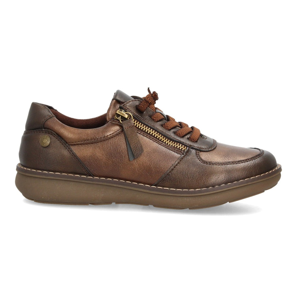 Zapatos Casual de Mujer con Cremallera Lateral y Suela Flexible -Marron