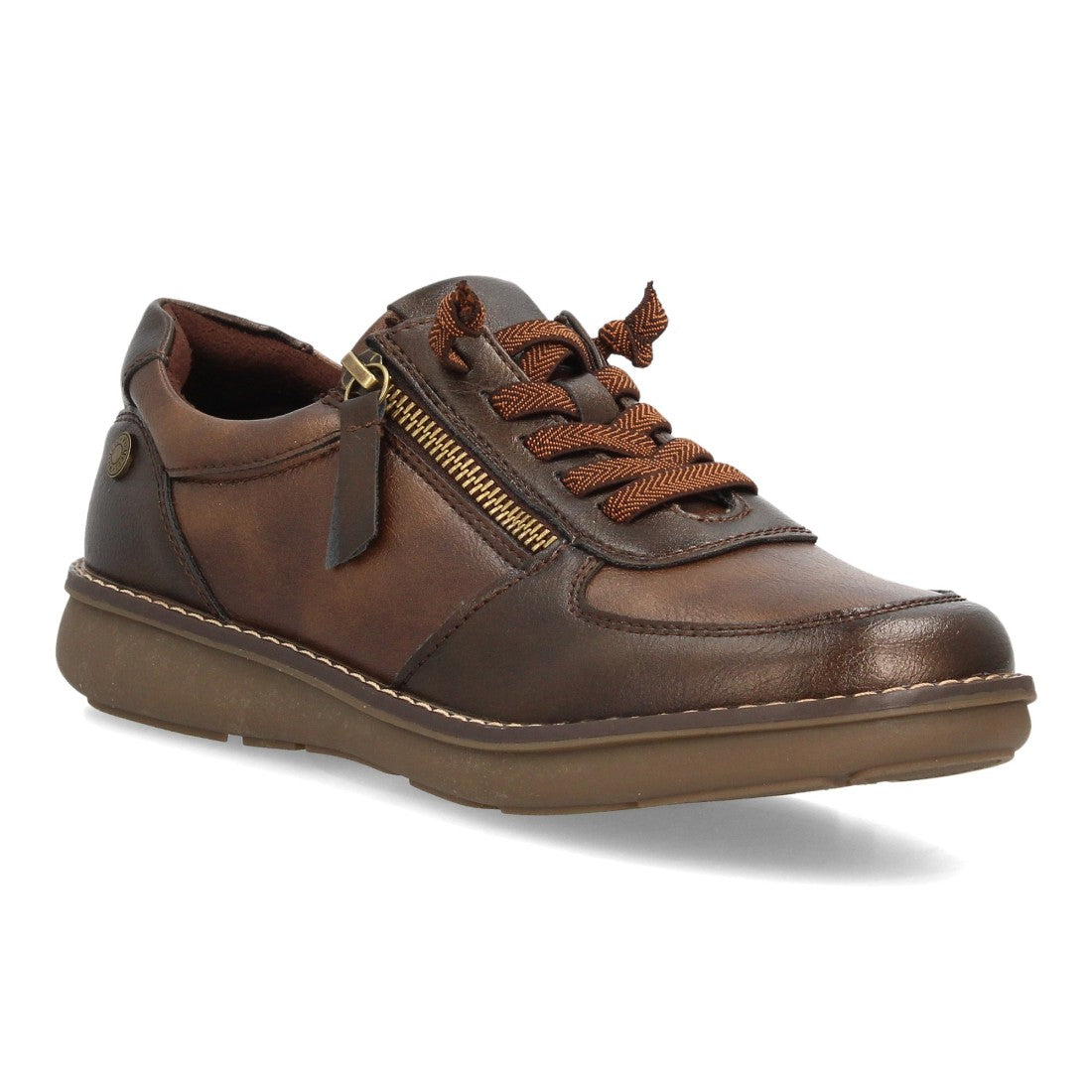 Zapatos Casual de Mujer con Cremallera Lateral y Suela Flexible -Marron