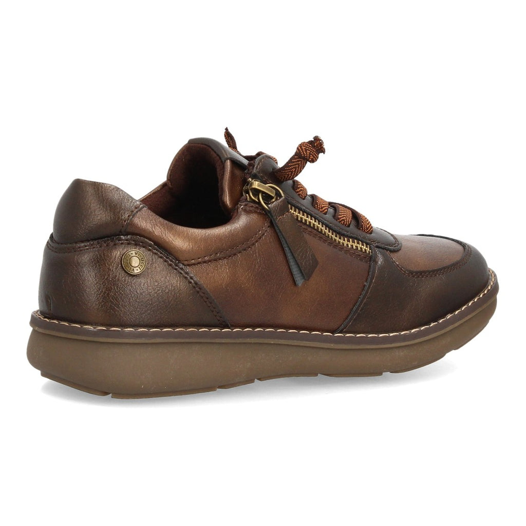 Zapatos Casual de Mujer con Cremallera Lateral y Suela Flexible -Marron