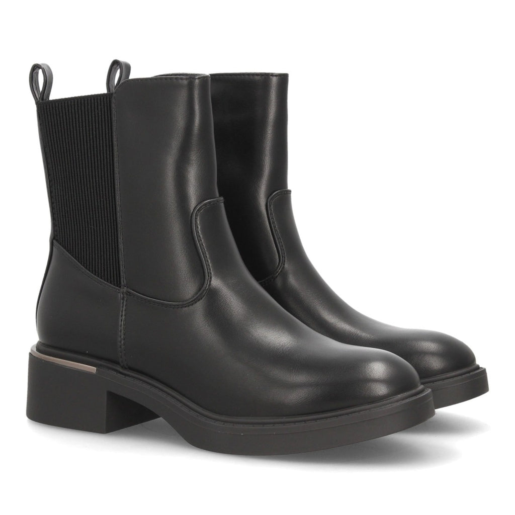 Botines Chelsea de Mujer con Plataforma, Elásticos y Hebilla -Negro