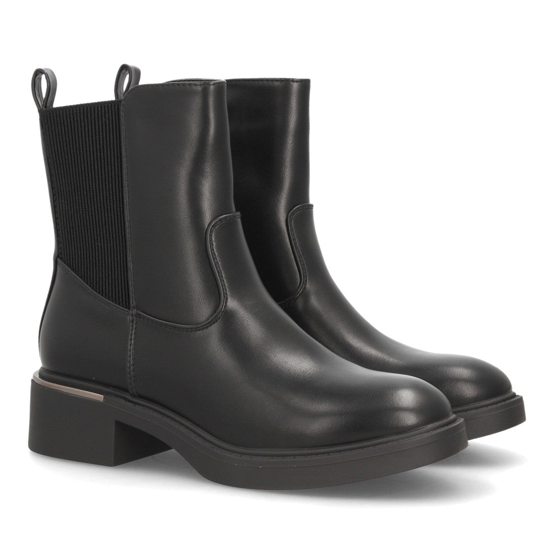 Botines Chelsea de Mujer con Plataforma, Elásticos y Hebilla -Negro