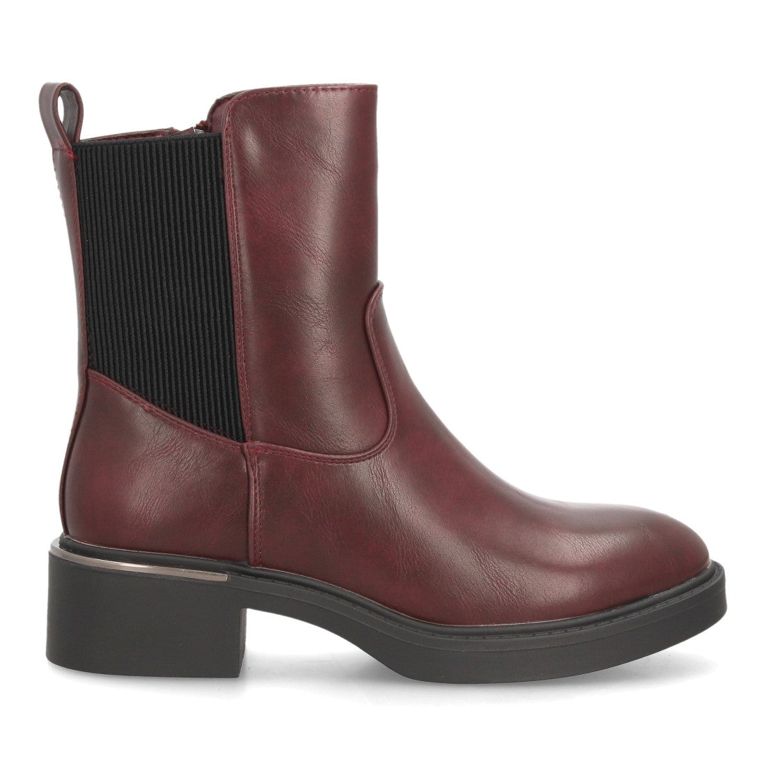 Botines Chelsea de Mujer con Plataforma, Elásticos y Hebilla -Burdeos