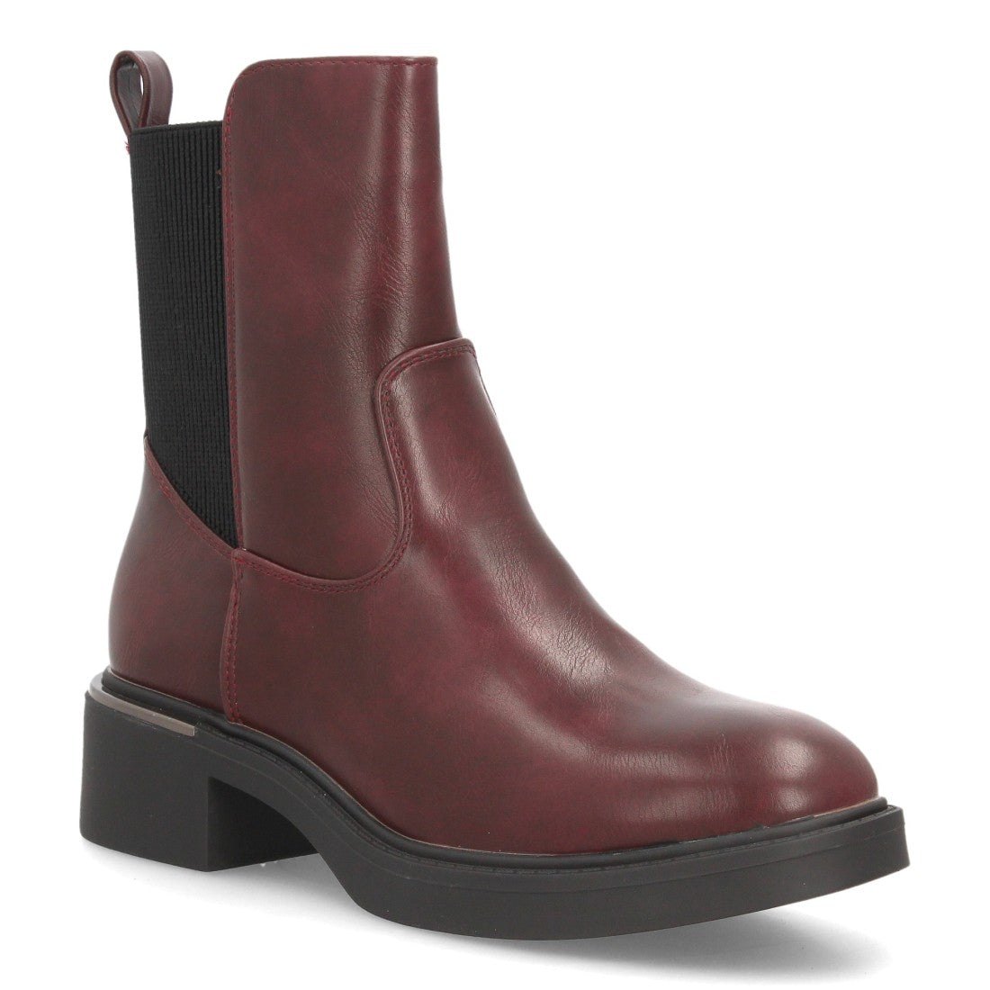 Botines Chelsea de Mujer con Plataforma, Elásticos y Hebilla -Burdeos