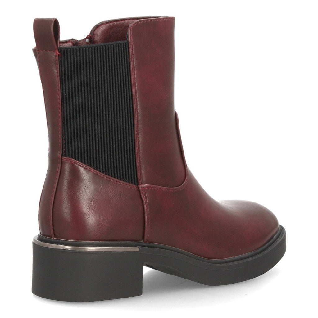 Botines Chelsea de Mujer con Plataforma, Elásticos y Hebilla -Burdeos