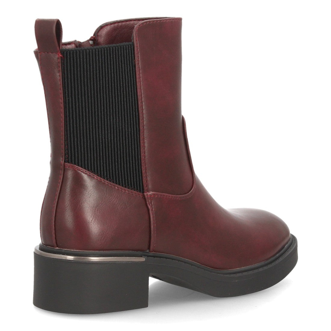 Botines Chelsea de Mujer con Plataforma, Elásticos y Hebilla -Burdeos
