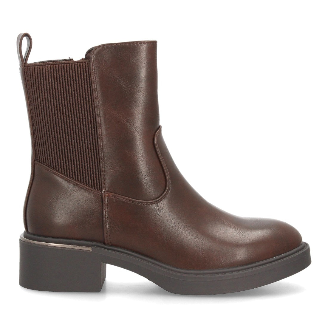 Botines Chelsea de Mujer con Plataforma, Elásticos y Hebilla -Marron