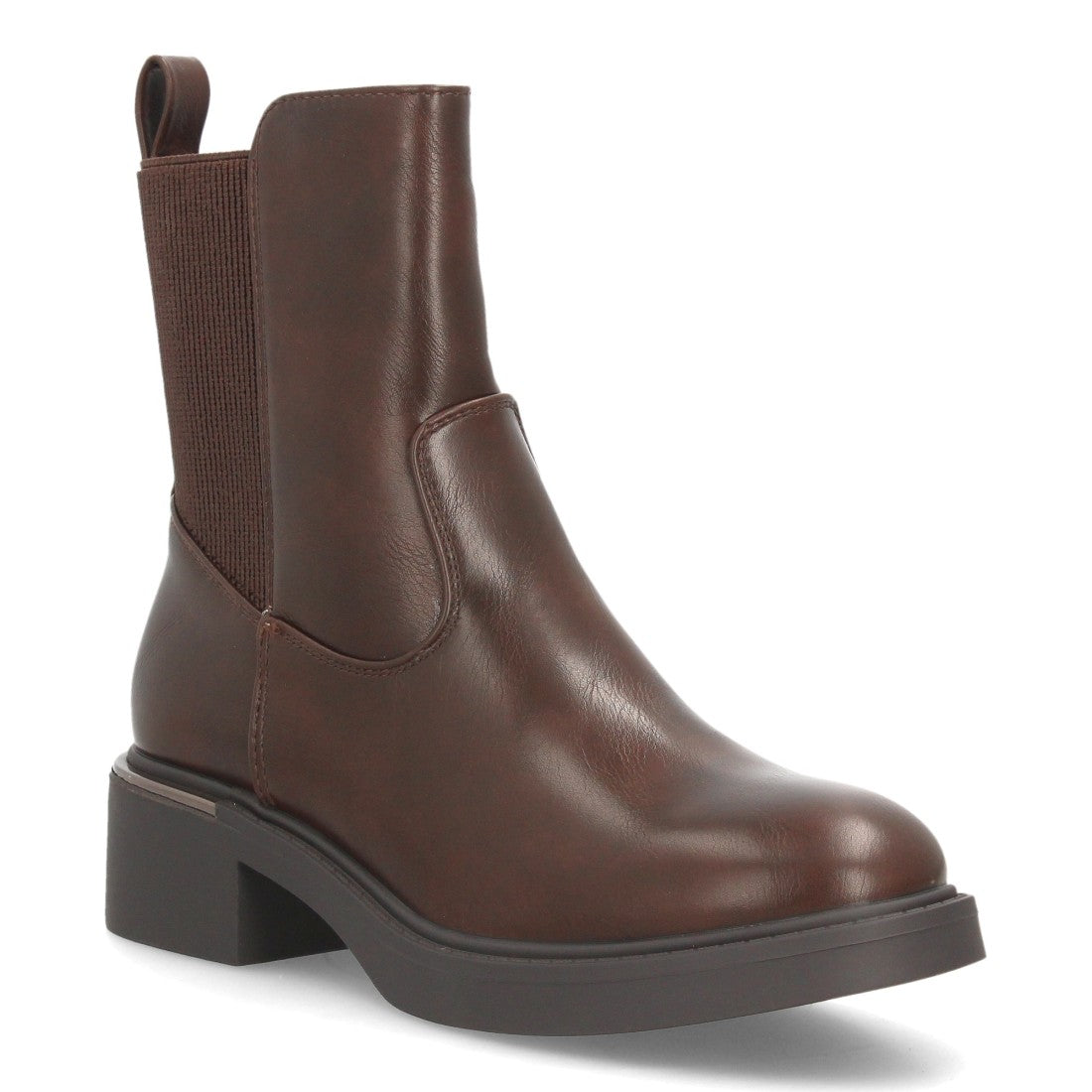Botines Chelsea de Mujer con Plataforma, Elásticos y Hebilla -Marron