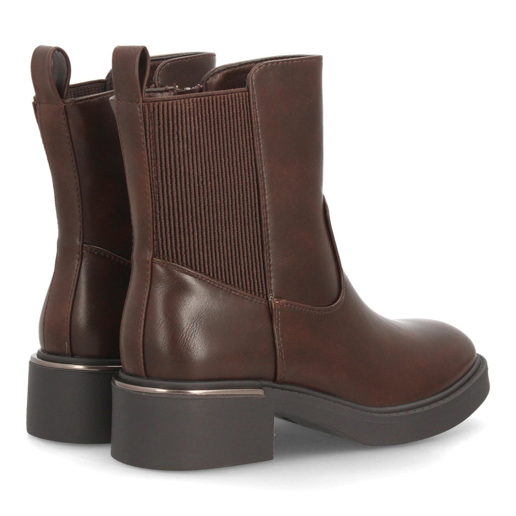 Botines Chelsea de Mujer con Plataforma, Elásticos y Hebilla -Marron