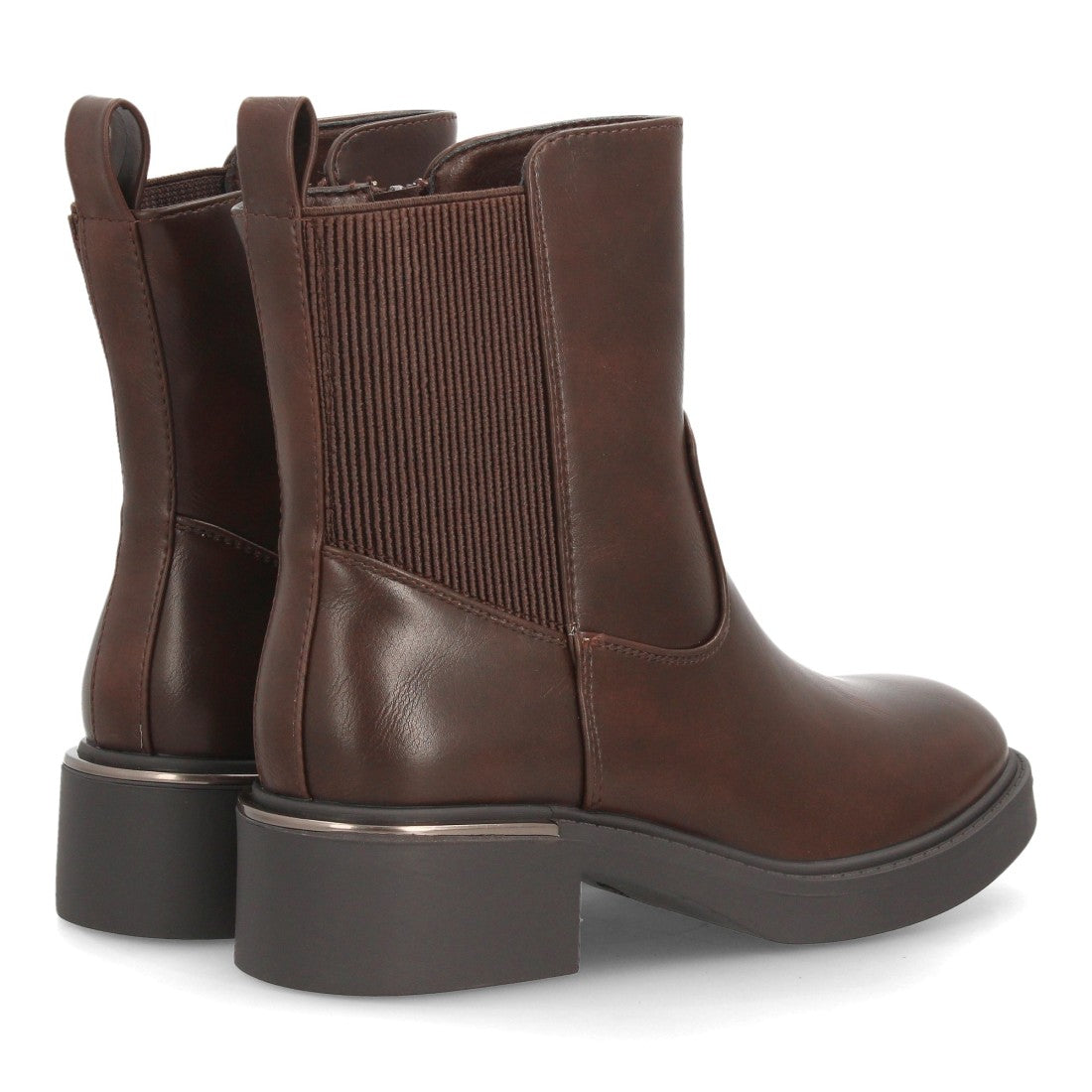 Botines Chelsea de Mujer con Plataforma, Elásticos y Hebilla -Marron