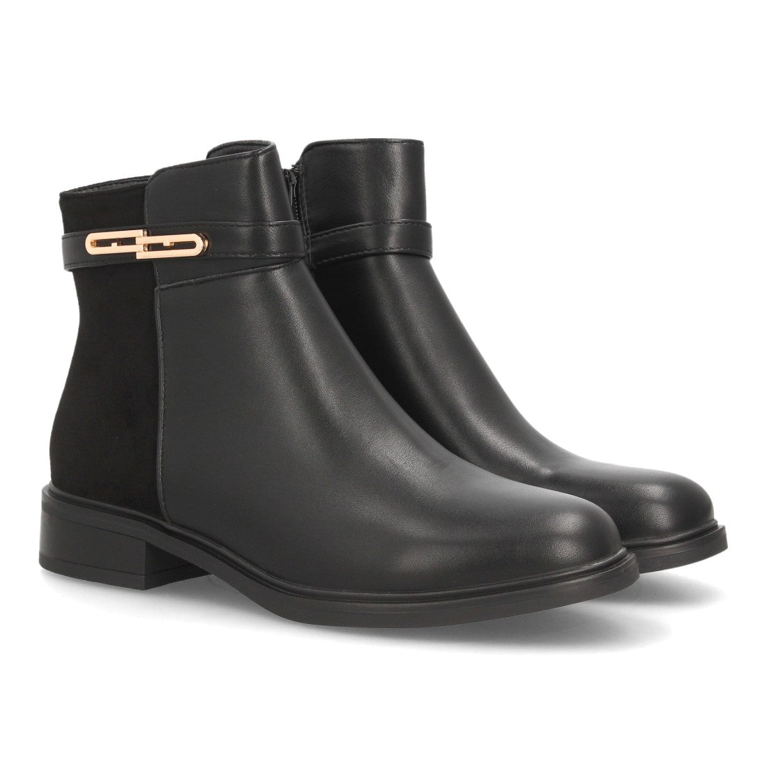 Botines Chelsea de Mujer con Plataforma, Cremallera y Texturas -Negro