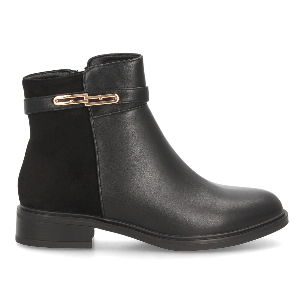 Botines Chelsea de Mujer con Plataforma, Cremallera y Texturas -Negro