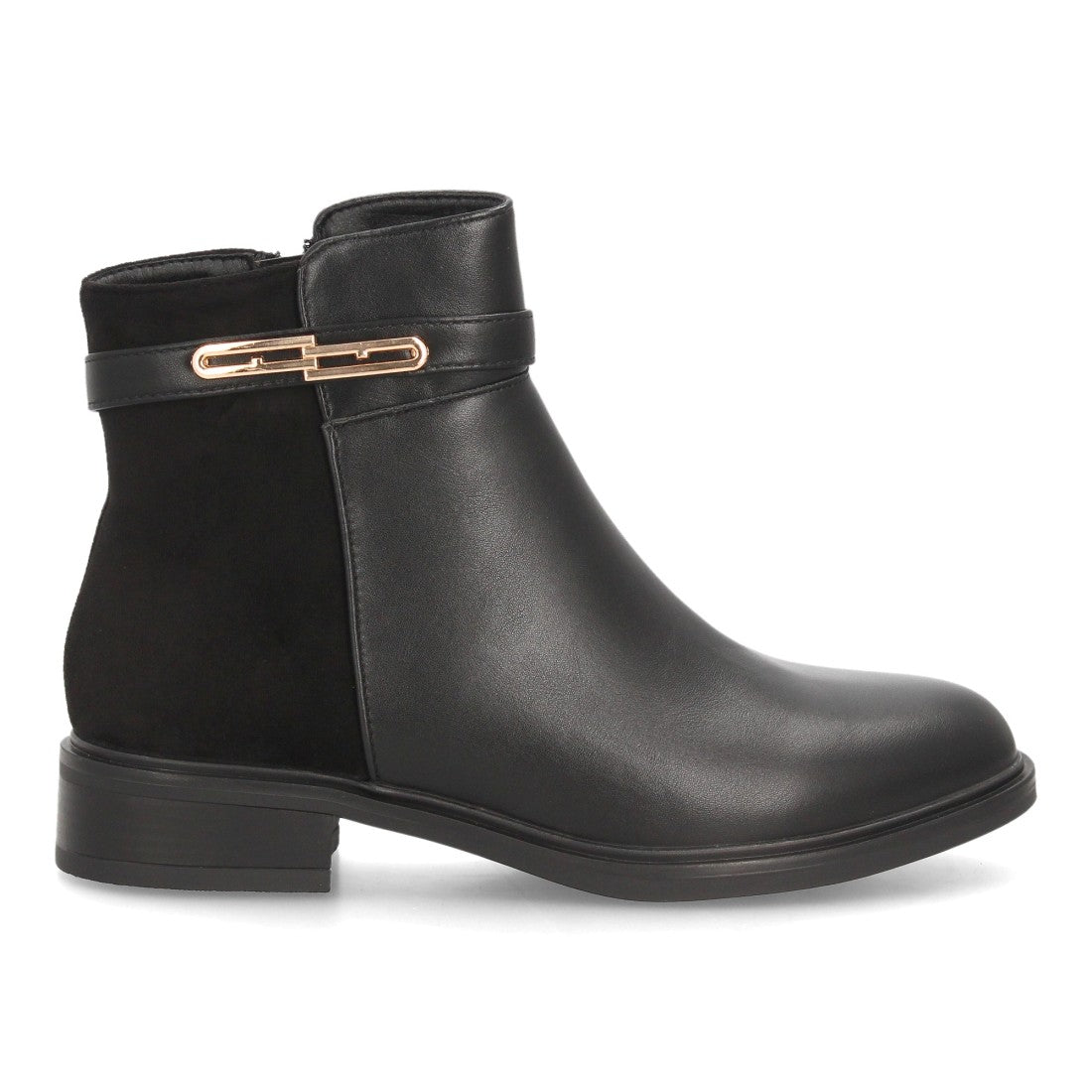 Botines Chelsea de Mujer con Plataforma, Cremallera y Texturas -Negro