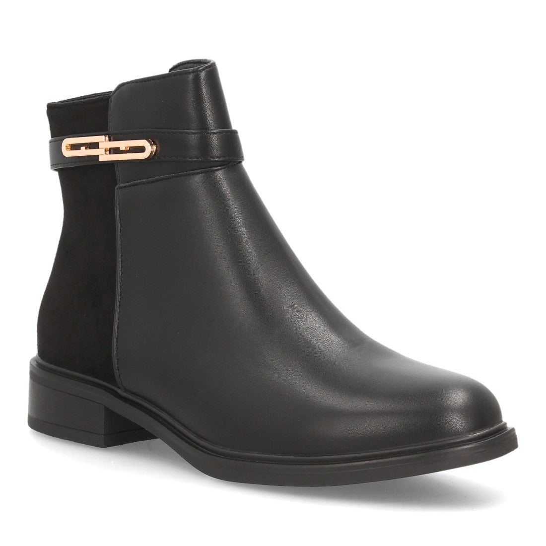 Botines Chelsea de Mujer con Plataforma, Cremallera y Texturas -Negro