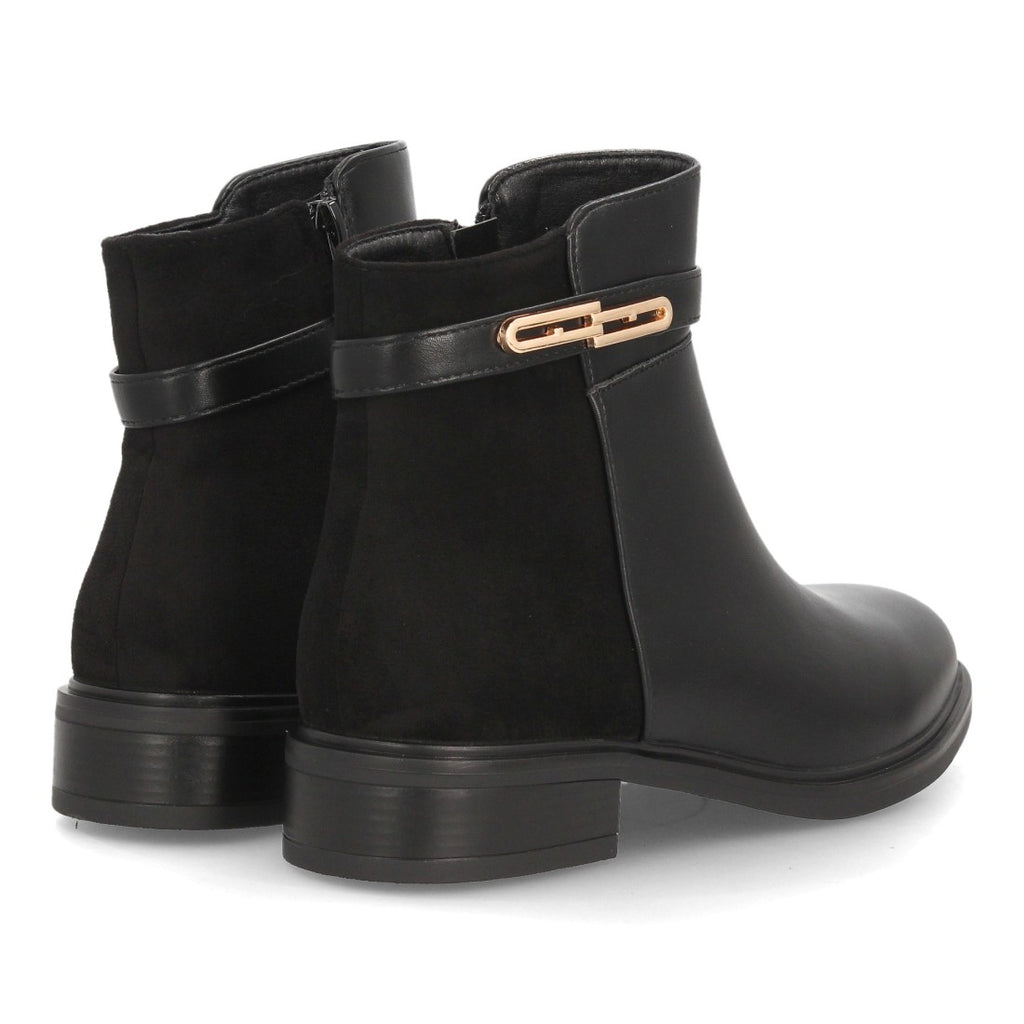 Botines Chelsea de Mujer con Plataforma, Cremallera y Texturas -Negro