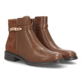 Botines Chelsea de Mujer con Plataforma, Cremallera y Texturas -Camel