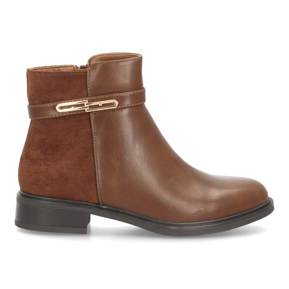 Botines Chelsea de Mujer con Plataforma, Cremallera y Texturas -Camel