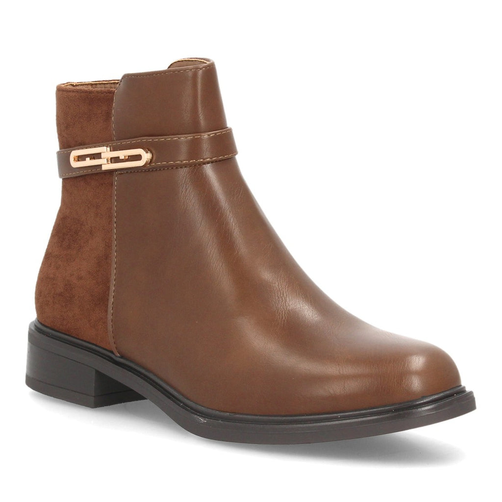Botines Chelsea de Mujer con Plataforma, Cremallera y Texturas -Camel