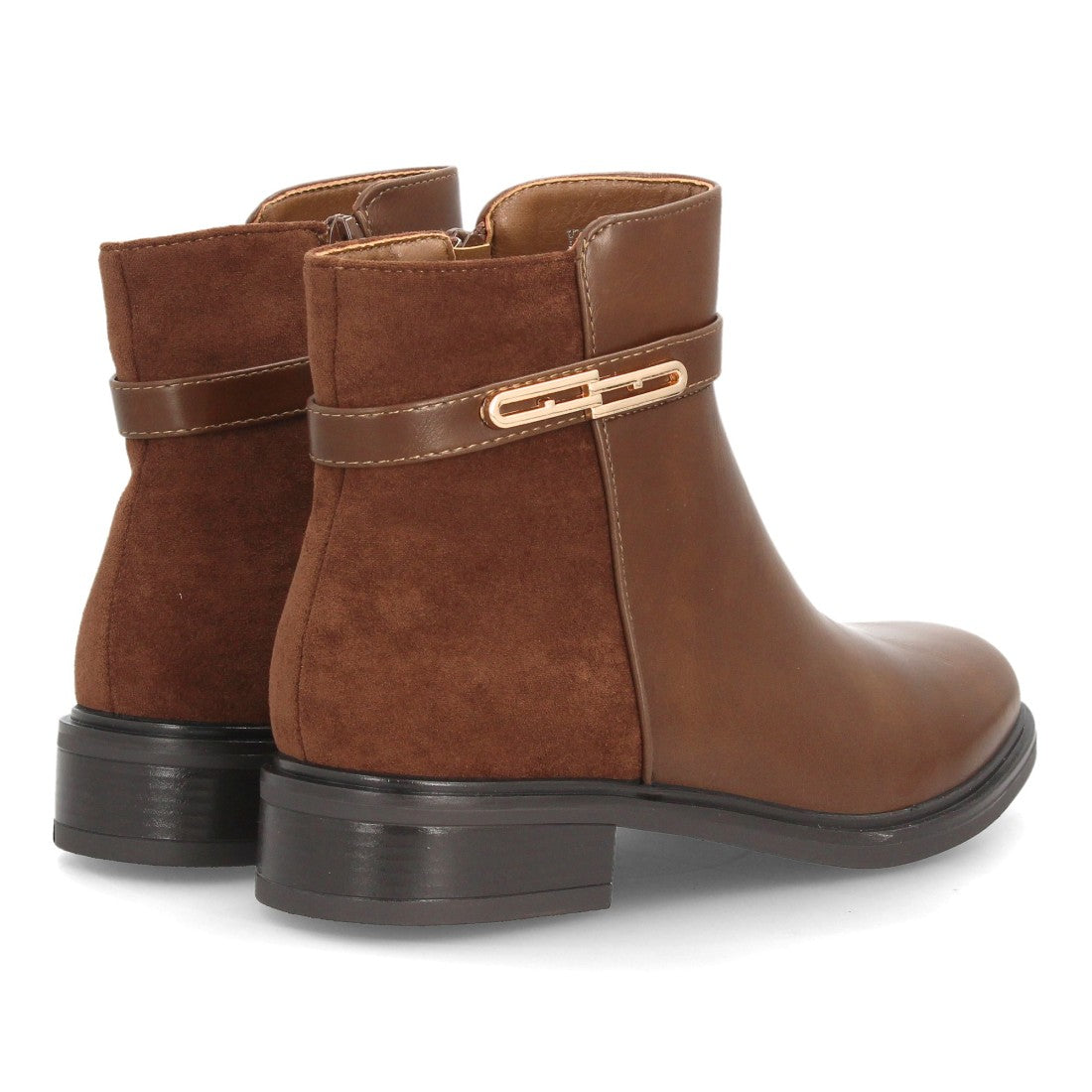 Botines Chelsea de Mujer con Plataforma, Cremallera y Texturas -Camel