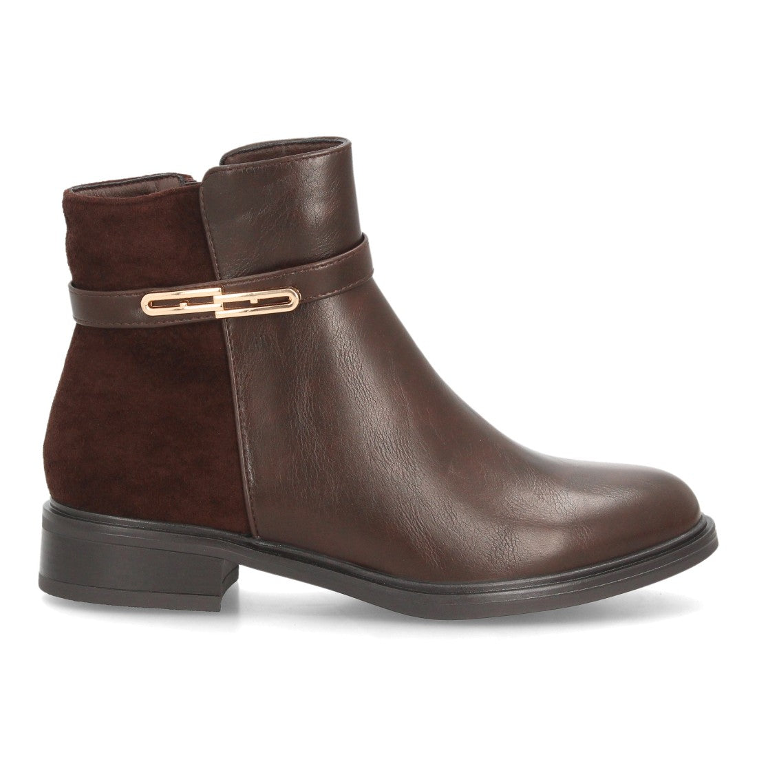 Botines Chelsea de Mujer con Plataforma, Cremallera y Texturas -Cafe