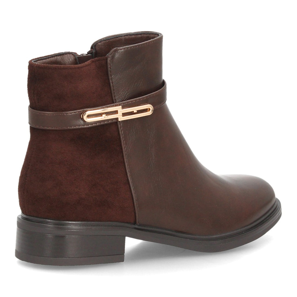 Botines Chelsea de Mujer con Plataforma, Cremallera y Texturas -Cafe