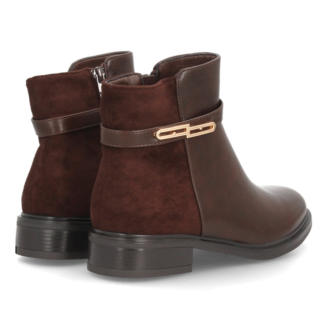 Botines Chelsea de Mujer con Plataforma, Cremallera y Texturas -Cafe