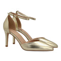 Zapatos de Mujer de Punta Fina con Tacón Fino y Pulsera al Tobillo -Oro