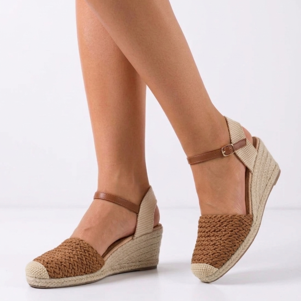Alpargata de cuña yute pala rafia - Camel