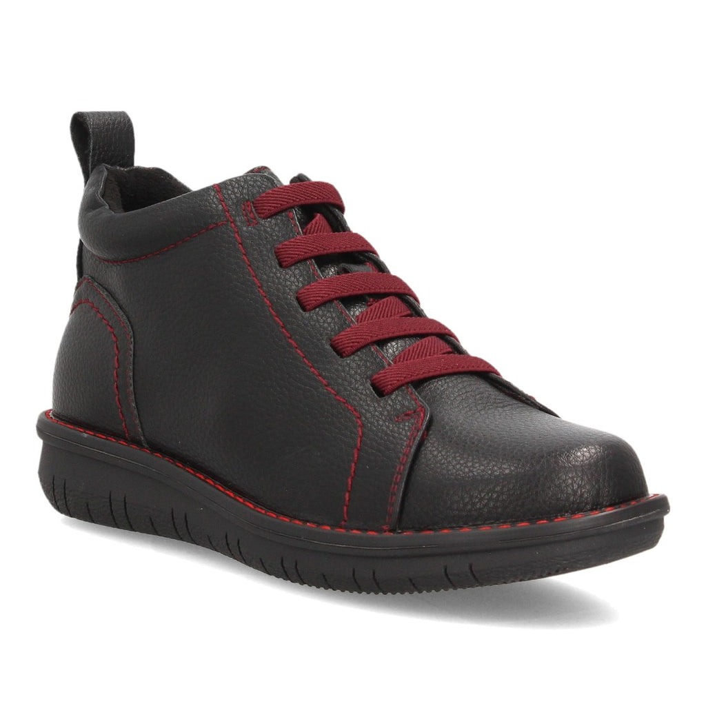 Botines de Mujer con Cordones Elásticos, Cremallera y Costuras Decorativas -Negro