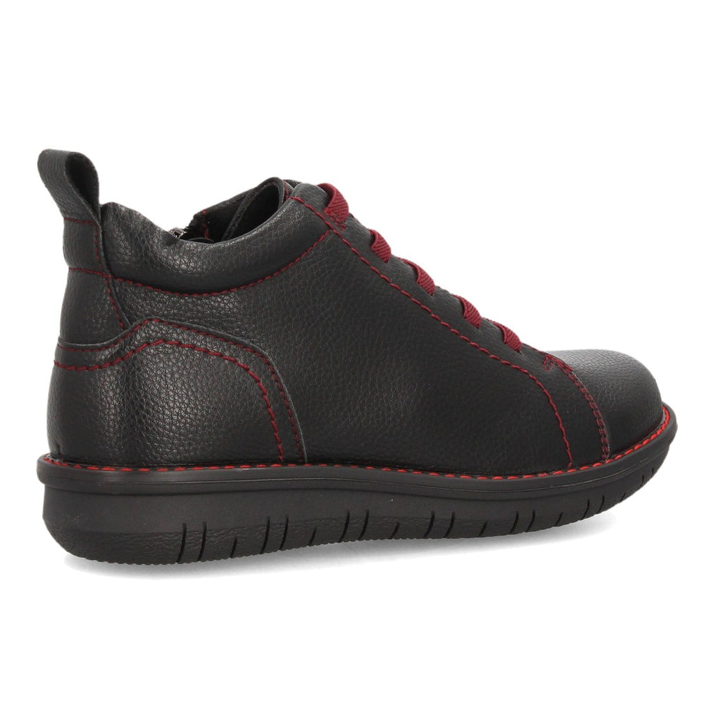 Botines de Mujer con Cordones Elásticos, Cremallera y Costuras Decorativas -Negro