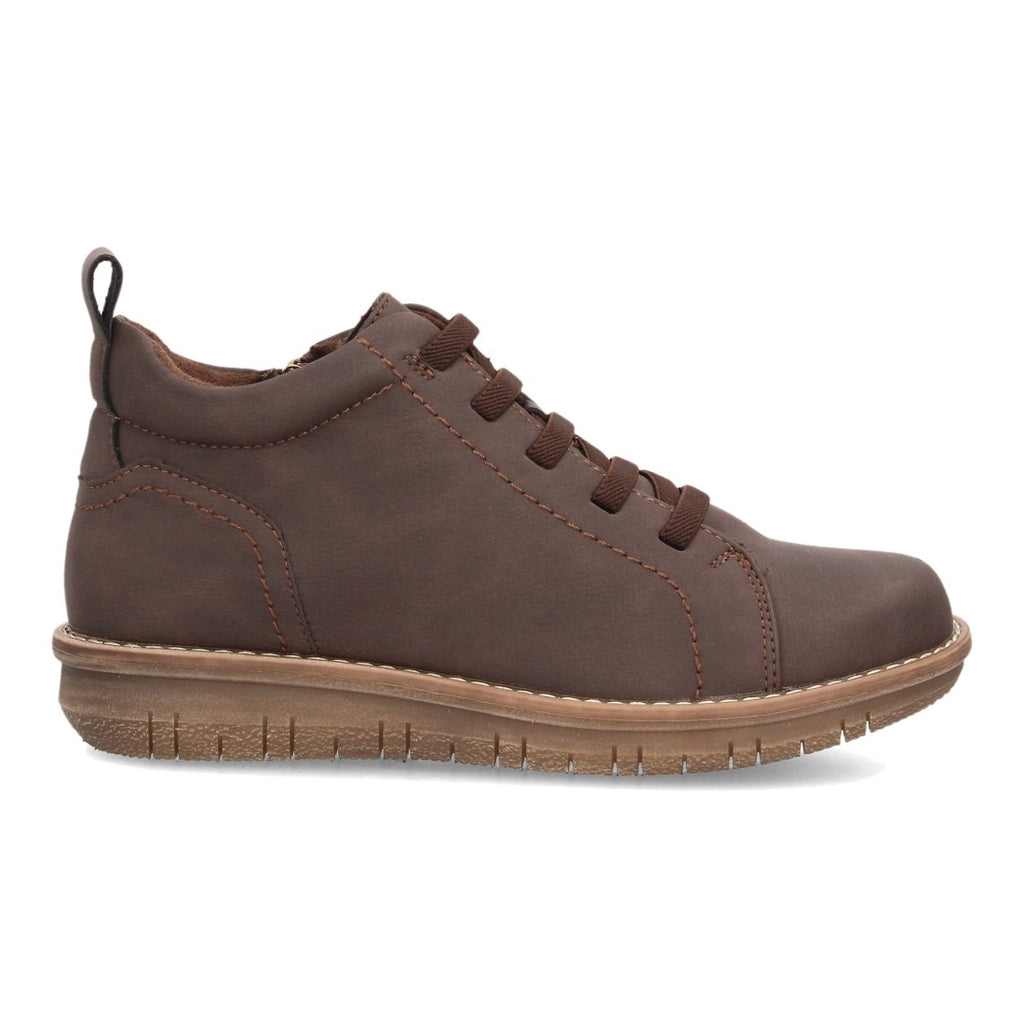 Botines de Mujer con Cordones Elásticos, Cremallera y Costuras Decorativas -Marron