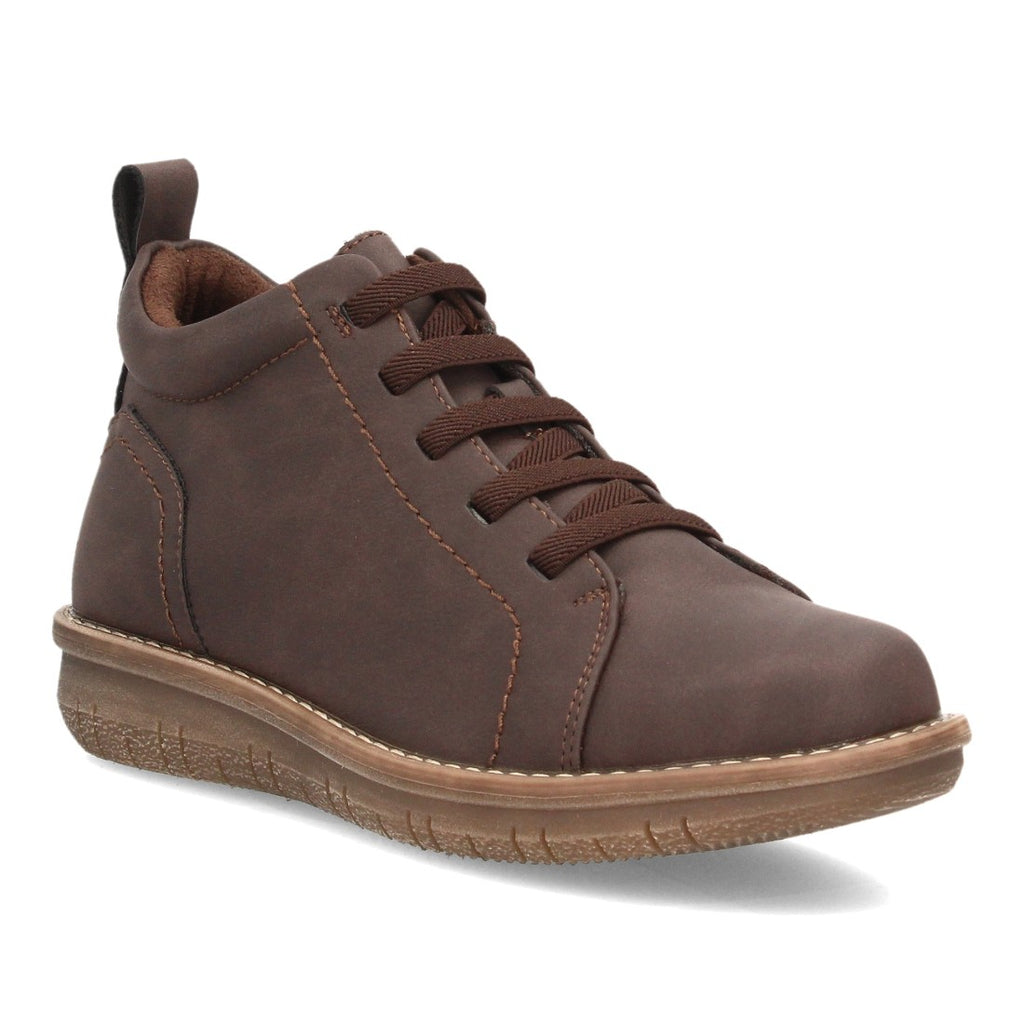 Botines de Mujer con Cordones Elásticos, Cremallera y Costuras Decorativas -Marron