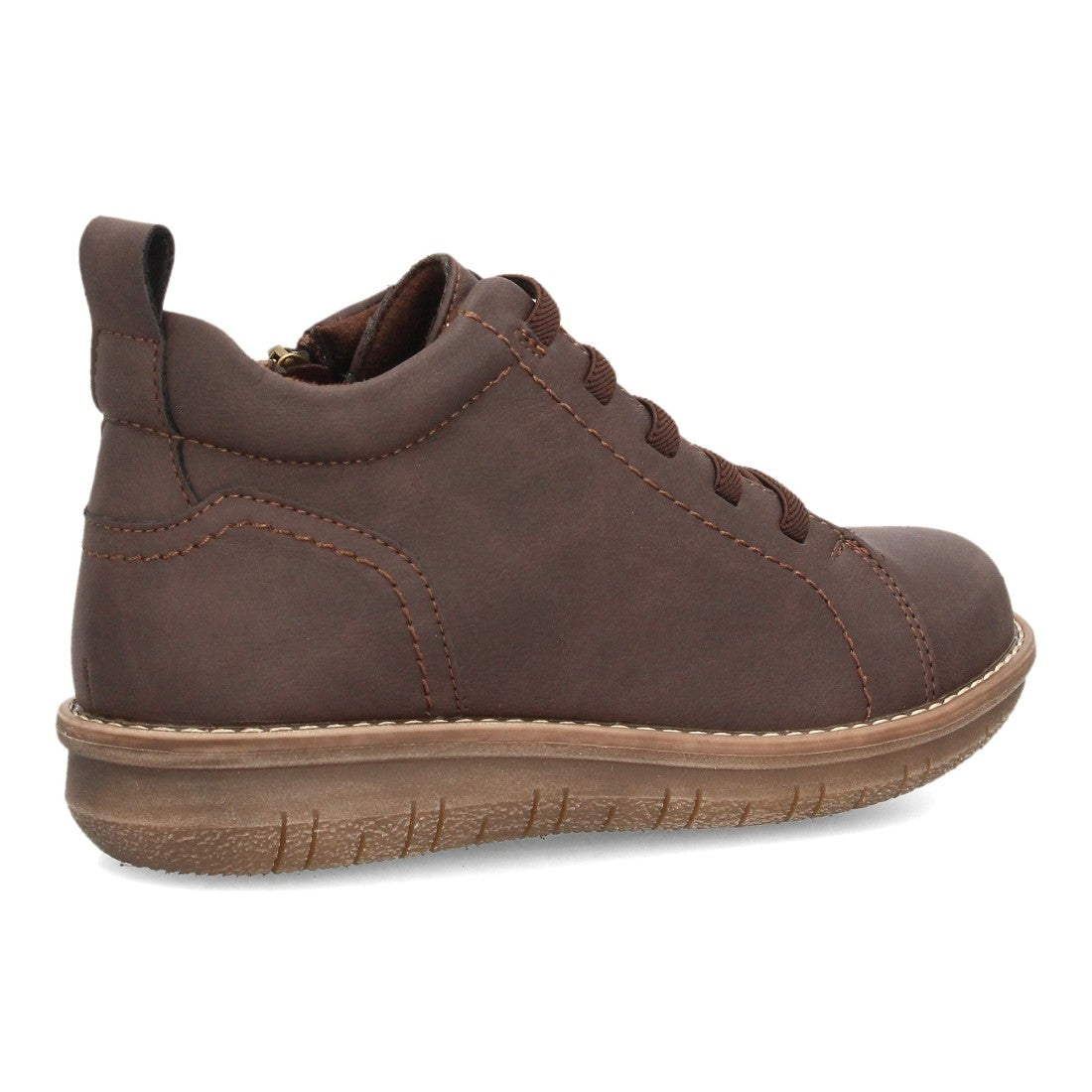 Botines de Mujer con Cordones Elásticos, Cremallera y Costuras Decorativas -Marron