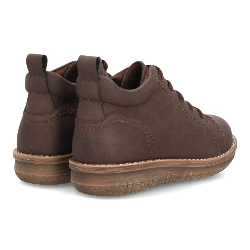 Botines de Mujer con Cordones Elásticos, Cremallera y Costuras Decorativas -Marron
