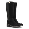 Botas Altas de Mujer Estilo Ecuestre con Panel Elástico y Cremallera -Negro