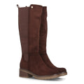 Botas Altas de Mujer Estilo Ecuestre con Panel Elástico y Cremallera -Marron