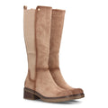 Botas Altas de Mujer Estilo Ecuestre con Panel Elástico y Cremallera -Kaki