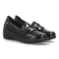 Mocasines de Mujer con Cuña, Textura Grabada y Antifaz -Negro