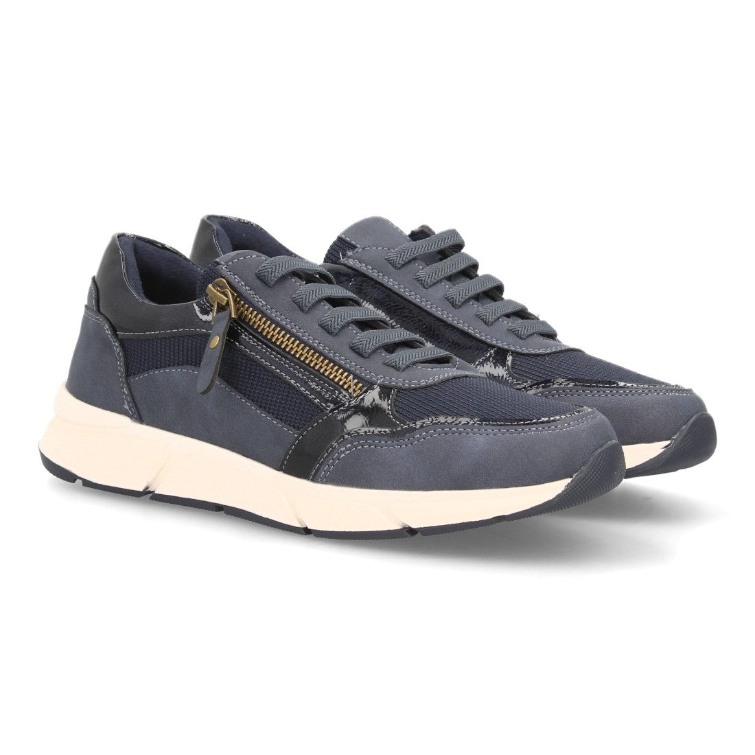 Zapatillas de Mujer con Cuña, Plataforma y Cremallera Lateral -Azul