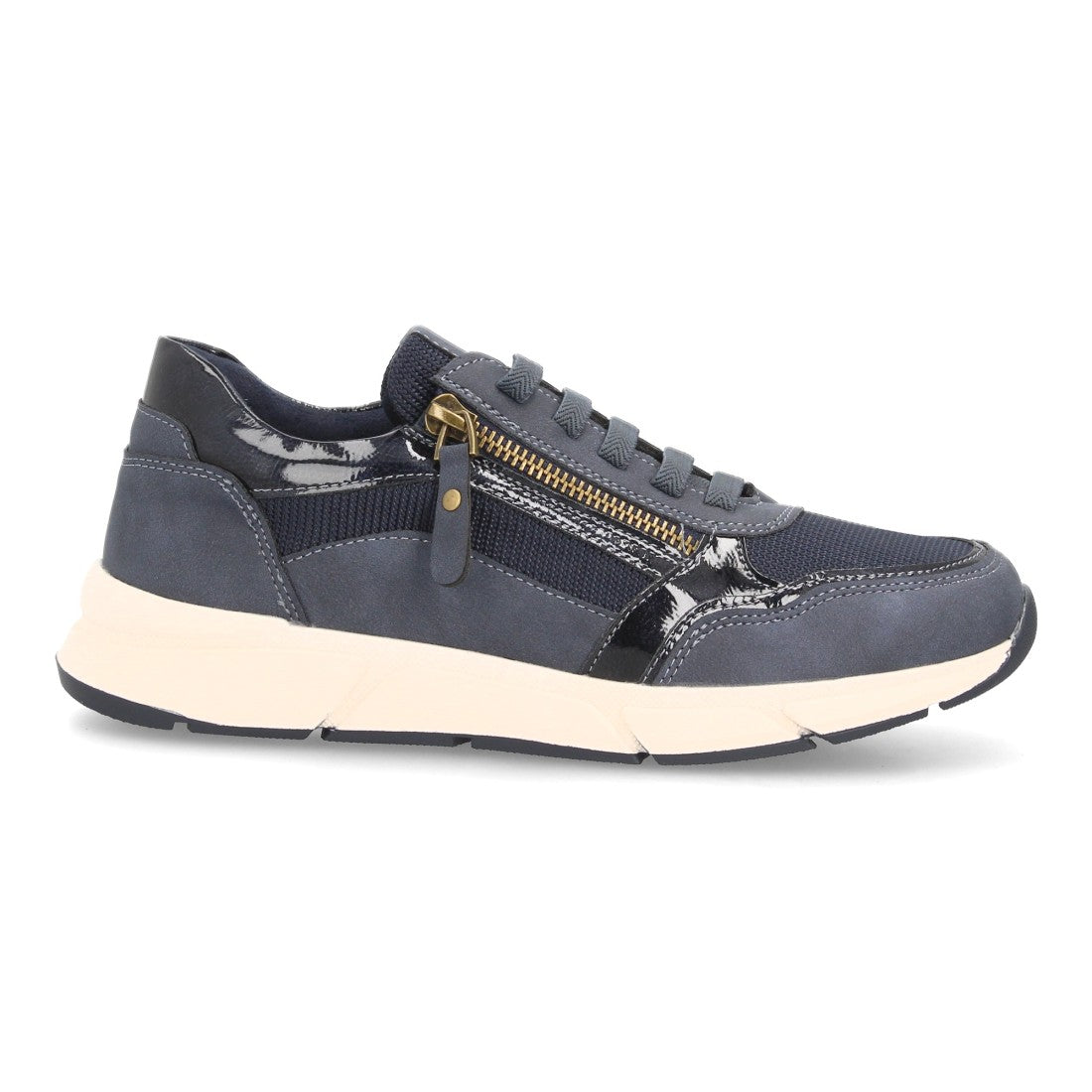 Zapatillas de Mujer con Cuña, Plataforma y Cremallera Lateral -Azul