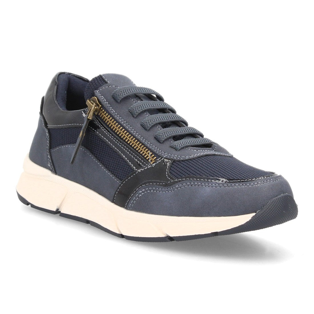 Zapatillas de Mujer con Cuña, Plataforma y Cremallera Lateral -Azul