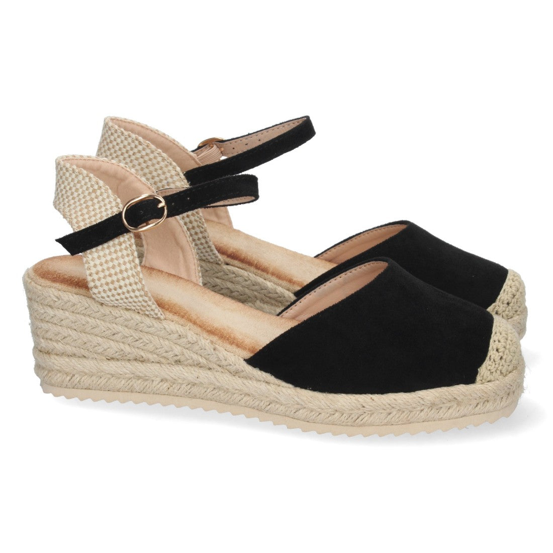 Sandalia de Cuña con Pala Cerrada Negra